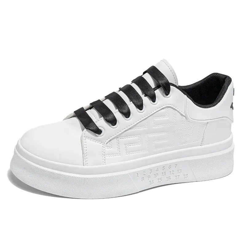 Men's Breathable White Platform Sneakers Spring – Thick Sole Casual Skate Shoes, Trendy Versatile Sports Shoes for Male Students